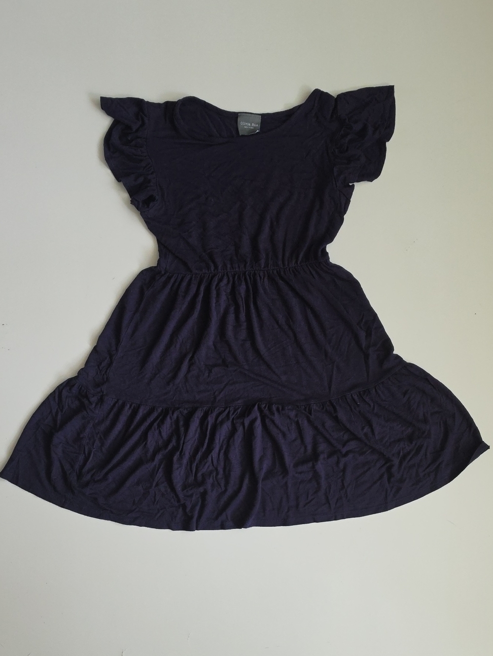 Olivia Rae Navy Short Sleeve Tiered Casual Dress
